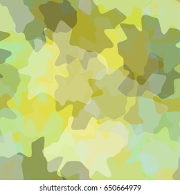 Seamless pattern. Randomly spaced colored spots. Fashionable camouflage. Yellow, green, gray.