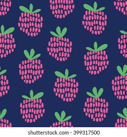 seamless pattern with raspberries