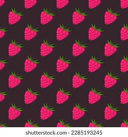 Seamless pattern raspberries vector illustration.