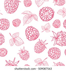 Seamless Pattern With Raspberries. Vector Illustration