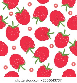 Seamless pattern with raspberry berries, seamless pattern with berries, vector
