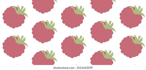 Seamless pattern raspberry berry on a white background.