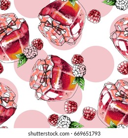 Seamless pattern with raspberry jam.