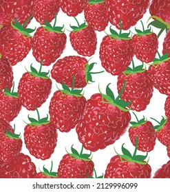 Seamless pattern with raspberry on white background