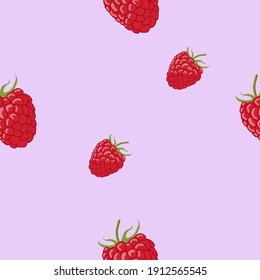 Seamless pattern with raspberry. Vector illustration.