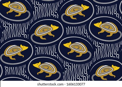 Seamless pattern with rat or mouse vector Illustration, chinese batik motif for new year, Gong xie fa chai festival 
