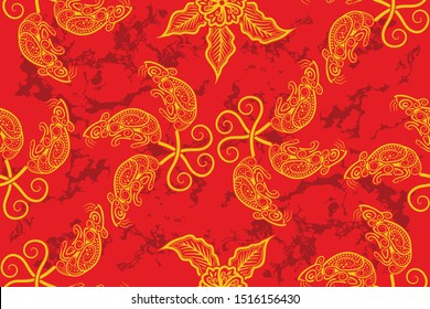 Seamless pattern with rat vector Illustration, chinese batik motif for new year festival