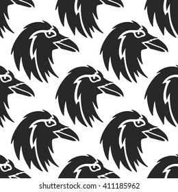 Seamless pattern  with Raven head.