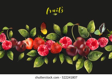 Seamless pattern of realistic berries