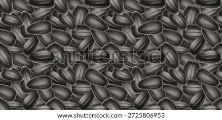 Seamless pattern of realistic black sunflower seeds. Natural texture for layouts, branding and design. Use as background.