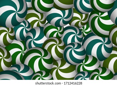 Seamless pattern with realistic blue and green 3D spheres. Geometric vector illustration.