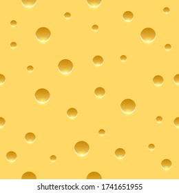 Seamless Pattern Realistic Cheese Texture Background WIth Holes Vector