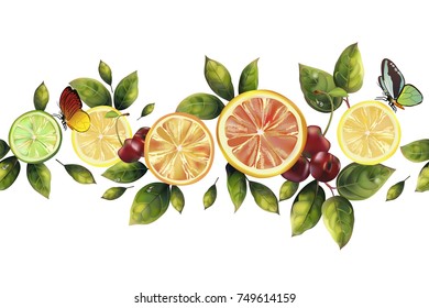 Seamless pattern of realistic citrus