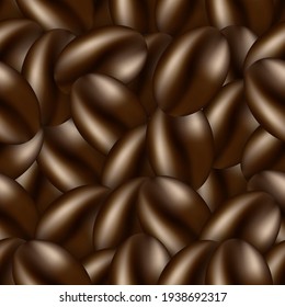 seamless pattern of realistic coffee beans for coffee shop background or wallpaper. coffee advertising background
