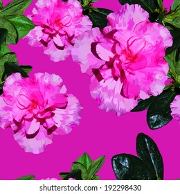 Seamless pattern with realistic flowers azalea