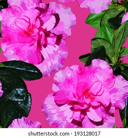 Seamless pattern with realistic flowers azalea