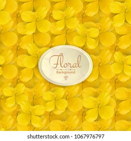Seamless pattern with realistic flowers of celandine. Floral vector background designed for wedding invitation, greeting card, cosmetic products and other design templates