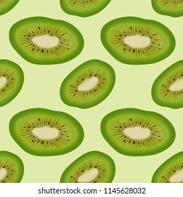Seamless pattern with realistic fresh ripe kiwi. Vector illustration
