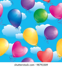 seamless pattern of realistic glossy balloons, vector