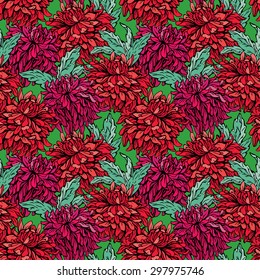 Seamless pattern with Realistic graphic flowers - hand drawn background.