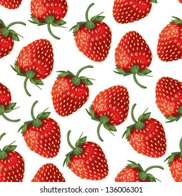 Seamless pattern of realistic image of delicious ripe strawberries