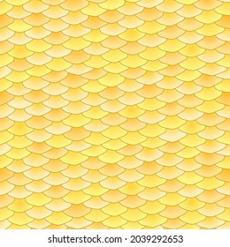 Seamless pattern. Realistic imitation of scales of fish. Golden scales background. Animal print.