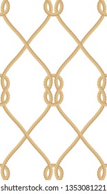 Seamless pattern of realistic nautical rope knot isolated on white. Texture for print or textile products, wrapper paper. EPS 10