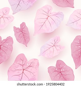 Seamless pattern with realistic pink leaves. Endless floral background. Vector illustration, eps 10