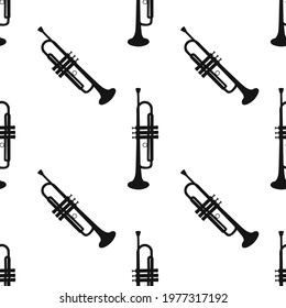 Seamless pattern of realistic pipe on dark background, classical musical instruments, vector illustration