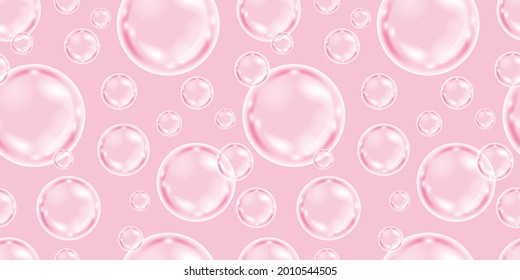 Seamless pattern, realistic soap bubbles, vector illustration