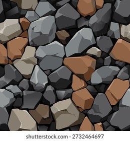 Seamless pattern with realistic stones. Natural textured background. Detailed stone surface illustration for modern design, decoration, wallpaper, fabric, textile and interior or exterior concepts.