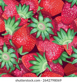 Seamless pattern with realistic strawberries. Vector