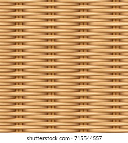 Seamless pattern realistic texture of woven rattan. The texture of the wooden basket. Vector illustration.