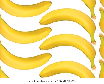 Seamless Pattern with Realistic Yellow Bananas. Delicious Tropical Fruits. Seamless Banana Pattern in Modern Style for Wallpaper, Packaging, Web Design, Textile, Fabric, Tile, Tablecloth, Wrapping.
