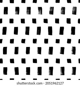 Seamless pattern with rectangle chaotic tiles. Stylish texture with dotted rectangles and squares. Hand drawn abstract modern geometric vector background. Vertical rectangle lines with squares.