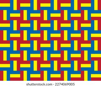 Seamless pattern with rectangle shape, primary colors, red, blue, yellow. Vector illustration.