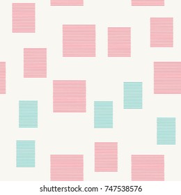 Seamless pattern with rectangles made of lines on a light background. Vector repeating texture.