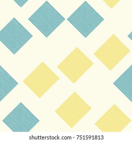Seamless pattern with rectangles made of lines on a beige background. Vector repeating texture.