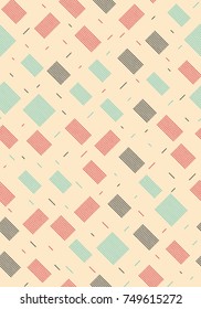 Seamless pattern with rectangles made of stripes. Vector repeating texture.