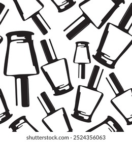 seamless pattern with rectangular perfume bottles arranged randomly on a white background, vector	