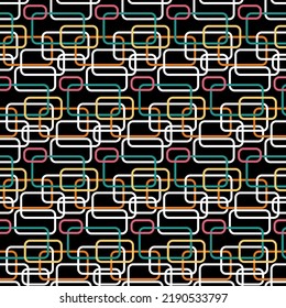 Seamless pattern rectangular shape on black background for textile design geometric background