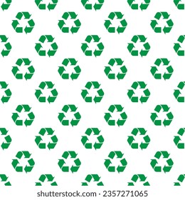 seamless pattern recycle sign,green recycling icon flat design on white background vector illustration.