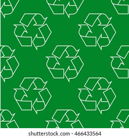 Seamless pattern with recycling signs. Vector