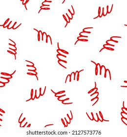 Seamless pattern with red abstract shapes on white background. Vector design for textile, backgrounds, clothes, wrapping paper, fabric and wallpaper. Fashion illustration seamless pattern.