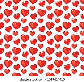 Seamless pattern lot of red air hearts for Valentine's Day.