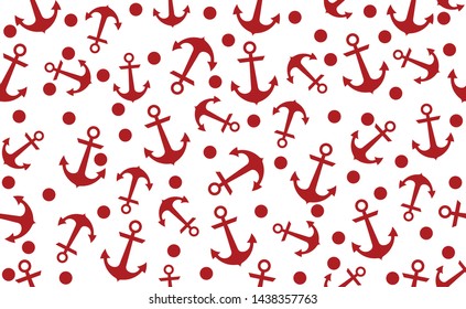 Seamless pattern with red anchor on a white background.EPS10 Illustration 