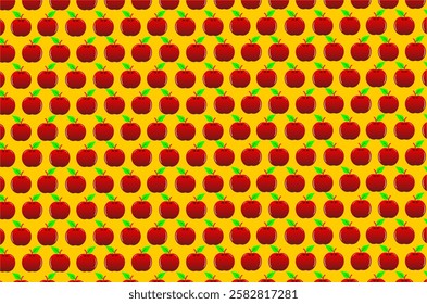Seamless pattern of red apple background. Vector illustration.