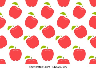 Seamless pattern with Red apple. flat style. isolated on white background