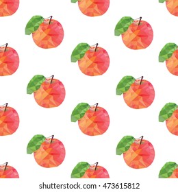Seamless pattern with red apple on white background