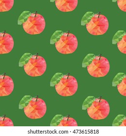 Seamless pattern with red apple on green background